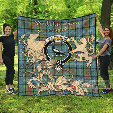Tartan Vibes Clothing Walkinshaw Tartan Quilt with Family Crest and Scottish Symbol Style