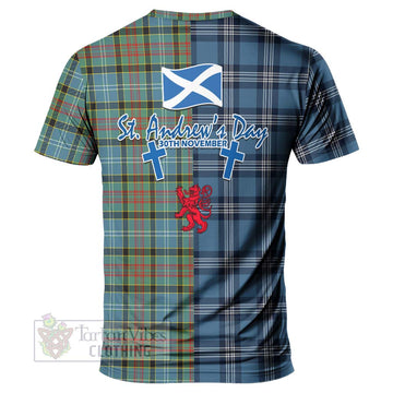 Walkinshaw Tartan T-Shirt Happy St. Andrew's Day Half Tartan Style - Tartan Vibes Clothing