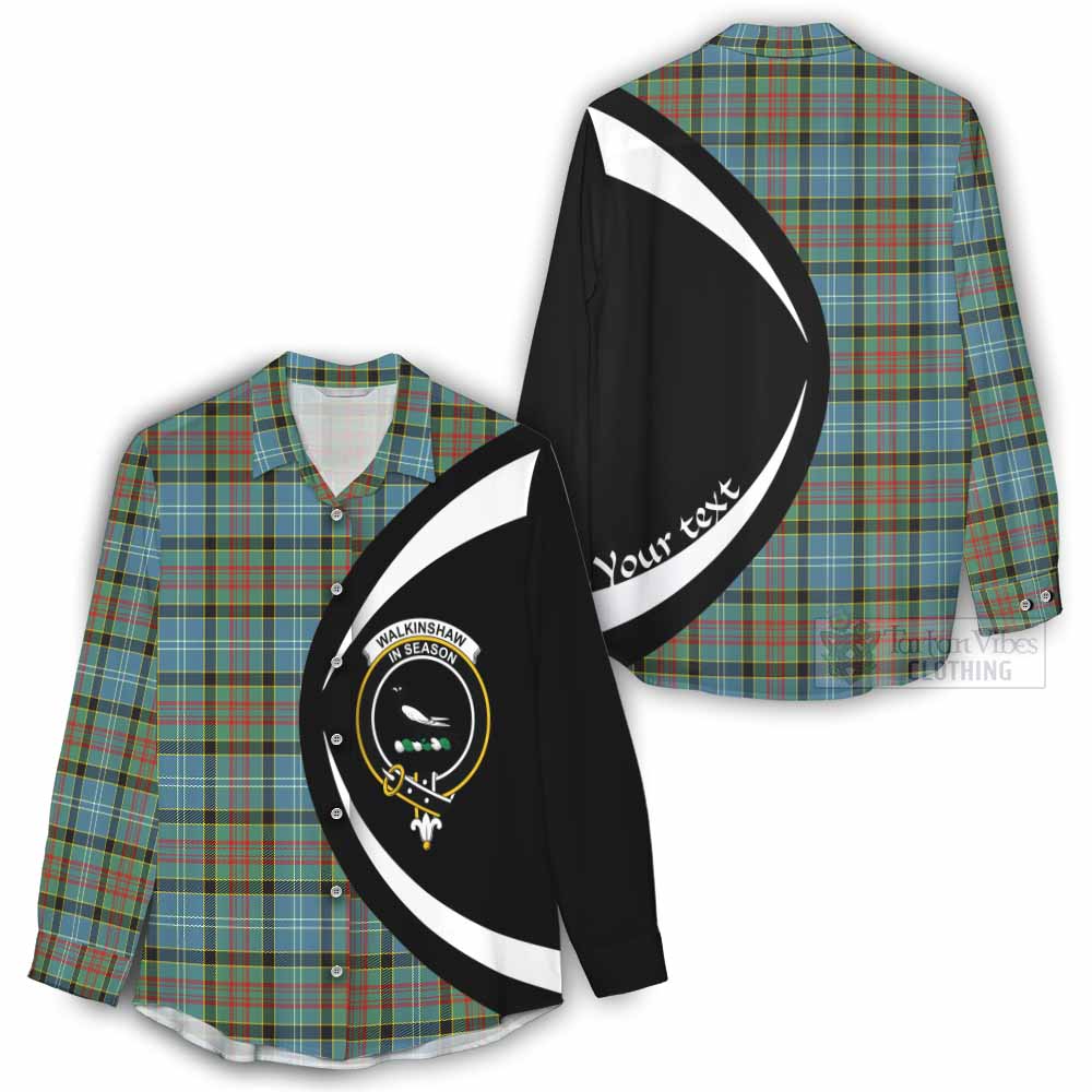 Walkinshaw Tartan Women's Casual Shirt with Family Crest Circle Style - Tartan Vibes Clothing