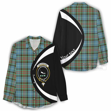 Walkinshaw Tartan Women's Casual Shirt with Family Crest Circle Style - Tartan Vibes Clothing