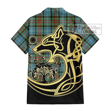 Walkinshaw Tartan Hawaiian Shirt with Family Crest Celtic Wolf Style - Tartan Vibes Clothing