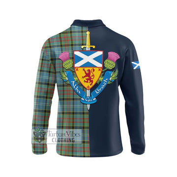 Walkinshaw Tartan Long Sleeve Polo Shirt Alba with Scottish Lion Royal Arm Half Style - Tartan Vibes Clothing