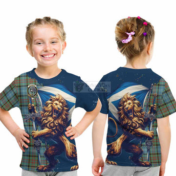 Walkinshaw Tartan Family Crest Kid T-Shirt with Scottish Majestic Lion - Tartan Vibes Clothing