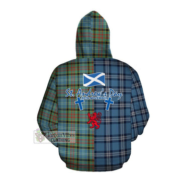 Walkinshaw Tartan Cotton Hoodie Happy St. Andrew's Day Half Tartan Style Pullover Hoodie - Tartan Vibes Clothing