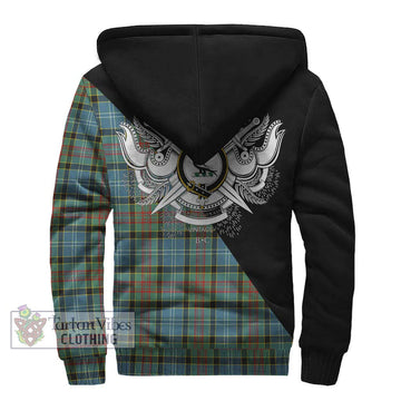 Walkinshaw Tartan Sherpa Hoodie with Family Crest and Military Logo Style - Tartan Vibes Clothing