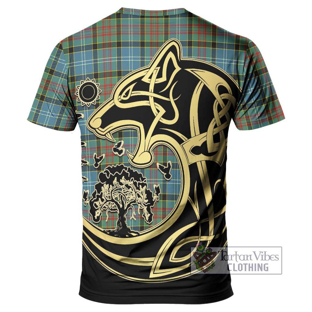 Walkinshaw Tartan T-Shirt with Family Crest Celtic Wolf Style - Tartan Vibes Clothing