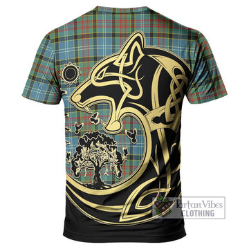 Walkinshaw Tartan T-Shirt with Family Crest Celtic Wolf Style - Tartan Vibes Clothing