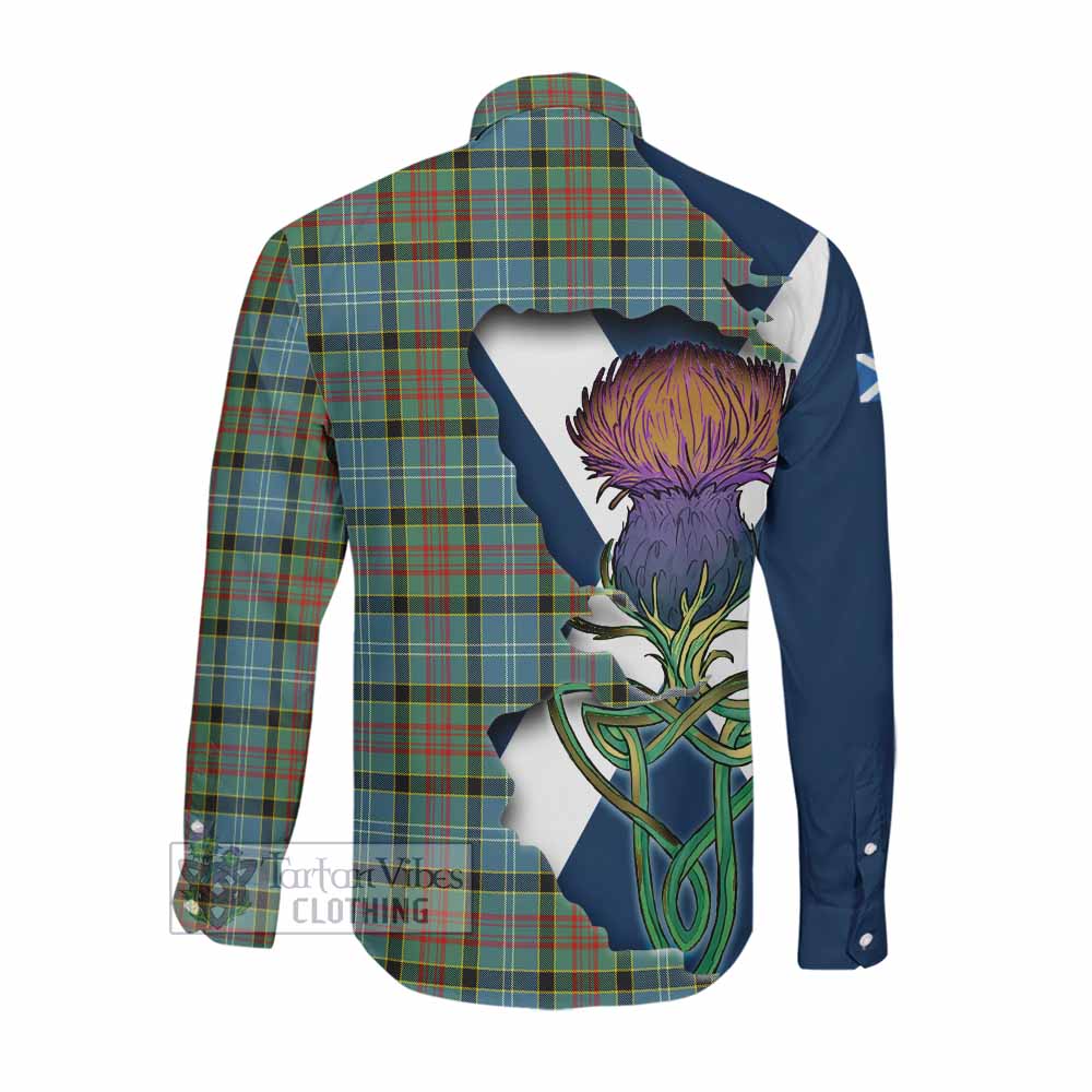 Tartan Vibes Clothing Walkinshaw Tartan Family Crest Long Sleeve Button Shirt Scottish Thistle Celtic Inspired