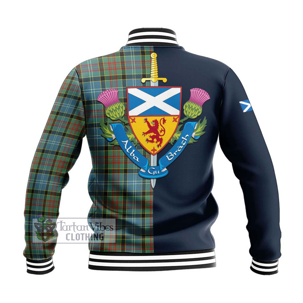 Walkinshaw Tartan Baseball Jacket Alba with Scottish Lion Royal Arm Half Style - Tartan Vibes Clothing