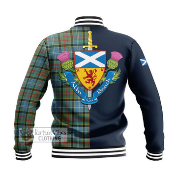 Walkinshaw Tartan Baseball Jacket Alba with Scottish Lion Royal Arm Half Style - Tartan Vibes Clothing