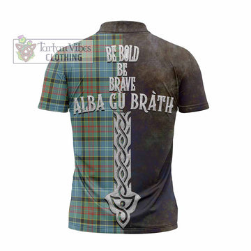 Walkinshaw Tartan Family Crest Zipper Polo Shirt Alba Gu Brath Be Brave Lion Ancient Style - Tartan Vibes Clothing