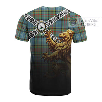 Walkinshaw Crest Tartan Cotton T-shirt with Golden Lion Emblem Celtic Style - Tartan Vibes Clothing