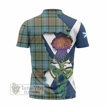 Tartan Vibes Clothing Walkinshaw Tartan Family Crest Zipper Polo Shirt Scottish Thistle Celtic Inspired