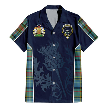 Walkinshaw Tartan Hawaiian Shirt with Family Crest and Scottish Thistle Vibes Sport Style - Tartan Vibes Clothing