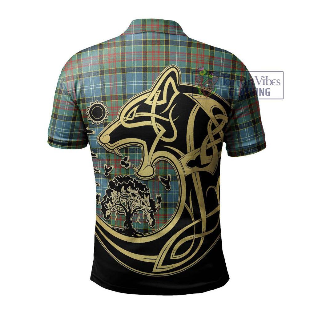 Walkinshaw Tartan Polo Shirt with Family Crest Celtic Wolf Style - Tartan Vibes Clothing