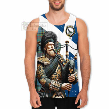 Walkinshaw Tartan Men's Tank Top with Family Crest Scottish Bagpiper Vibes - Tartan Vibes Clothing