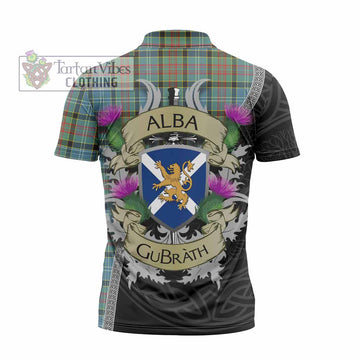 Walkinshaw Tartan Family Crest Zipper Polo Shirt Lion Rampant Royal Thistle Shield Celtic Inspired - Tartan Vibes Clothing
