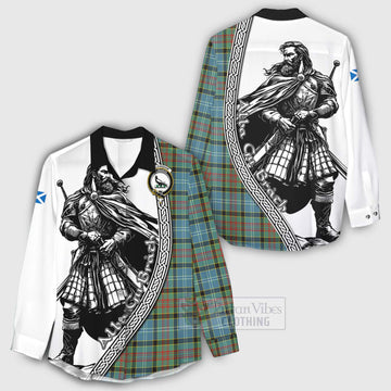 Walkinshaw Tartan Clan Crest Women's Casual Shirt with Highlander Warrior Celtic Style - Tartan Vibes Clothing