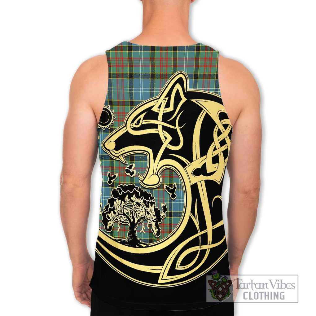 Walkinshaw Tartan Men's Tank Top with Family Crest Celtic Wolf Style - Tartan Vibes Clothing