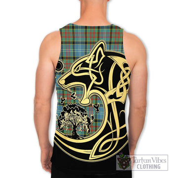 Walkinshaw Tartan Men's Tank Top with Family Crest Celtic Wolf Style - Tartan Vibes Clothing