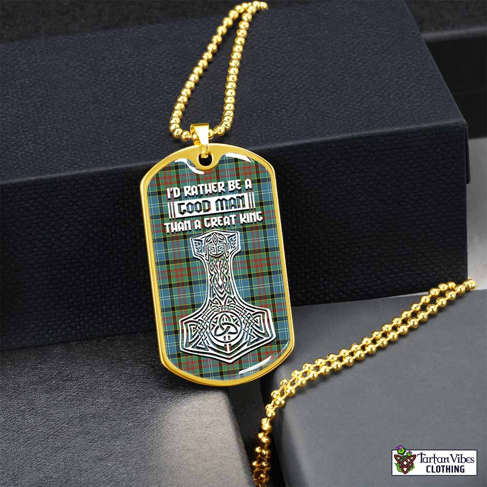 Walkinshaw Tartan Dog Tag Necklace Viking Mjolnir Style Gold No - Tartan Vibes Clothing