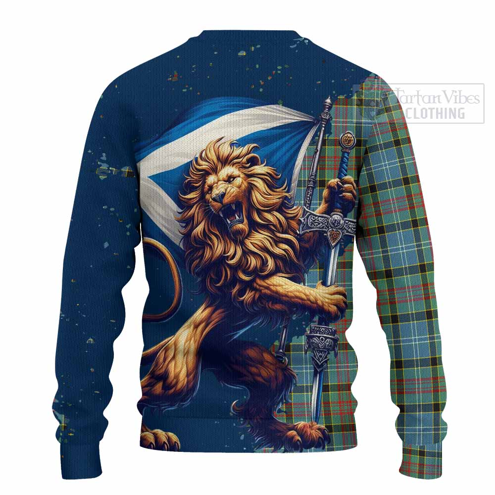 Walkinshaw Tartan Family Crest Knitted Sweater with Scottish Majestic Lion - Tartan Vibes Clothing