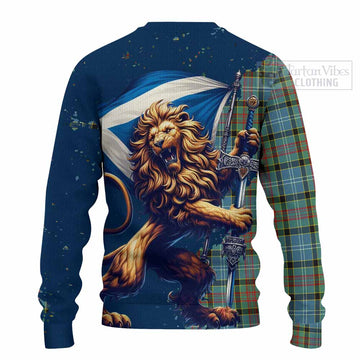 Walkinshaw Tartan Family Crest Knitted Sweater with Scottish Majestic Lion - Tartan Vibes Clothing