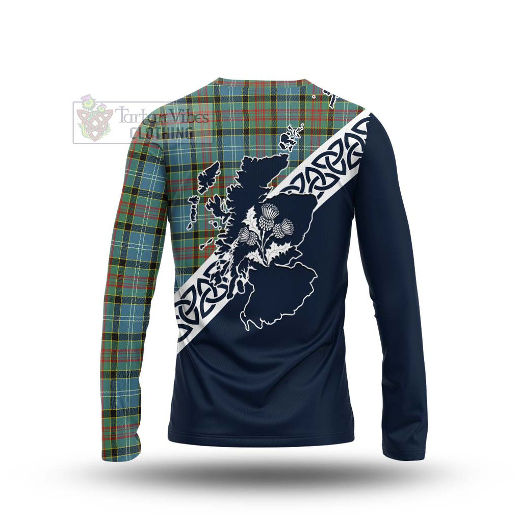 Walkinshaw Tartan Long Sleeve T-Shirt Featuring Thistle and Scotland Map - Tartan Vibes Clothing