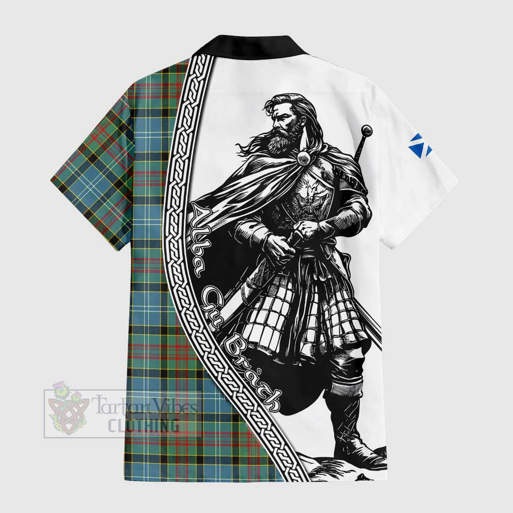 Walkinshaw Tartan Clan Crest Hawaiian Shirt with Highlander Warrior Celtic Style - Tartan Vibes Clothing