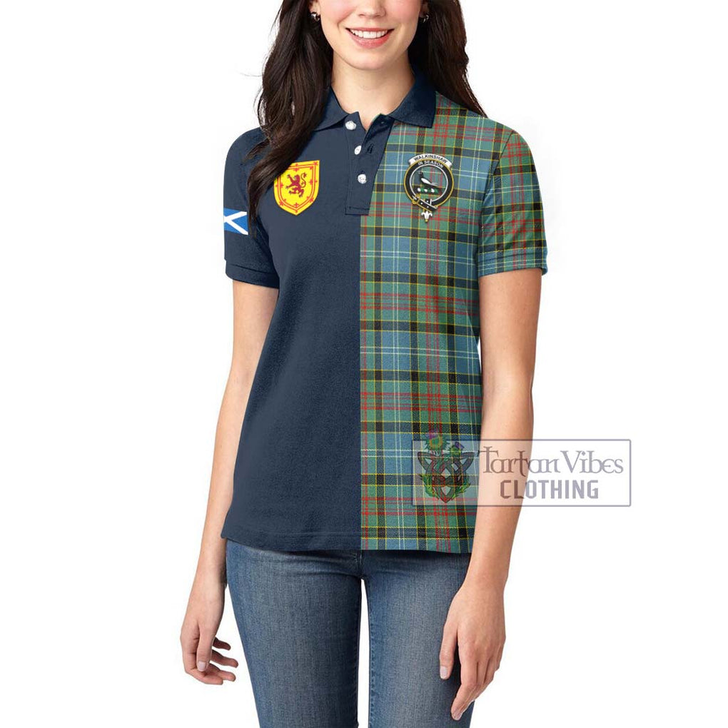 Walkinshaw Tartan Women's Polo Shirt Alba with Scottish Lion Royal Arm Half Style - Tartan Vibes Clothing
