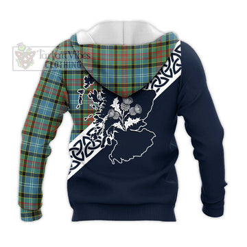 Walkinshaw Tartan Knitted Hoodie Featuring Thistle and Scotland Map - Tartan Vibes Clothing