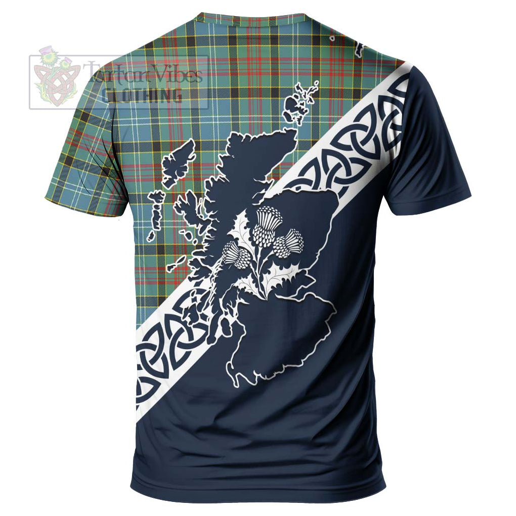 Walkinshaw Tartan T-Shirt Featuring Thistle and Scotland Map - Tartanvibesclothing Store
