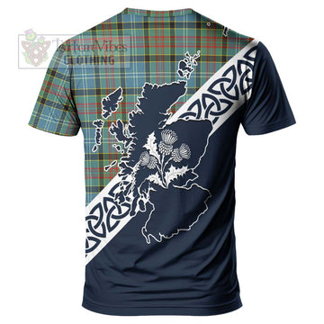 Walkinshaw Tartan T-Shirt Featuring Thistle and Scotland Map - Tartanvibesclothing Store