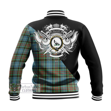 Walkinshaw Tartan Baseball Jacket with Family Crest and Military Logo Style - Tartan Vibes Clothing