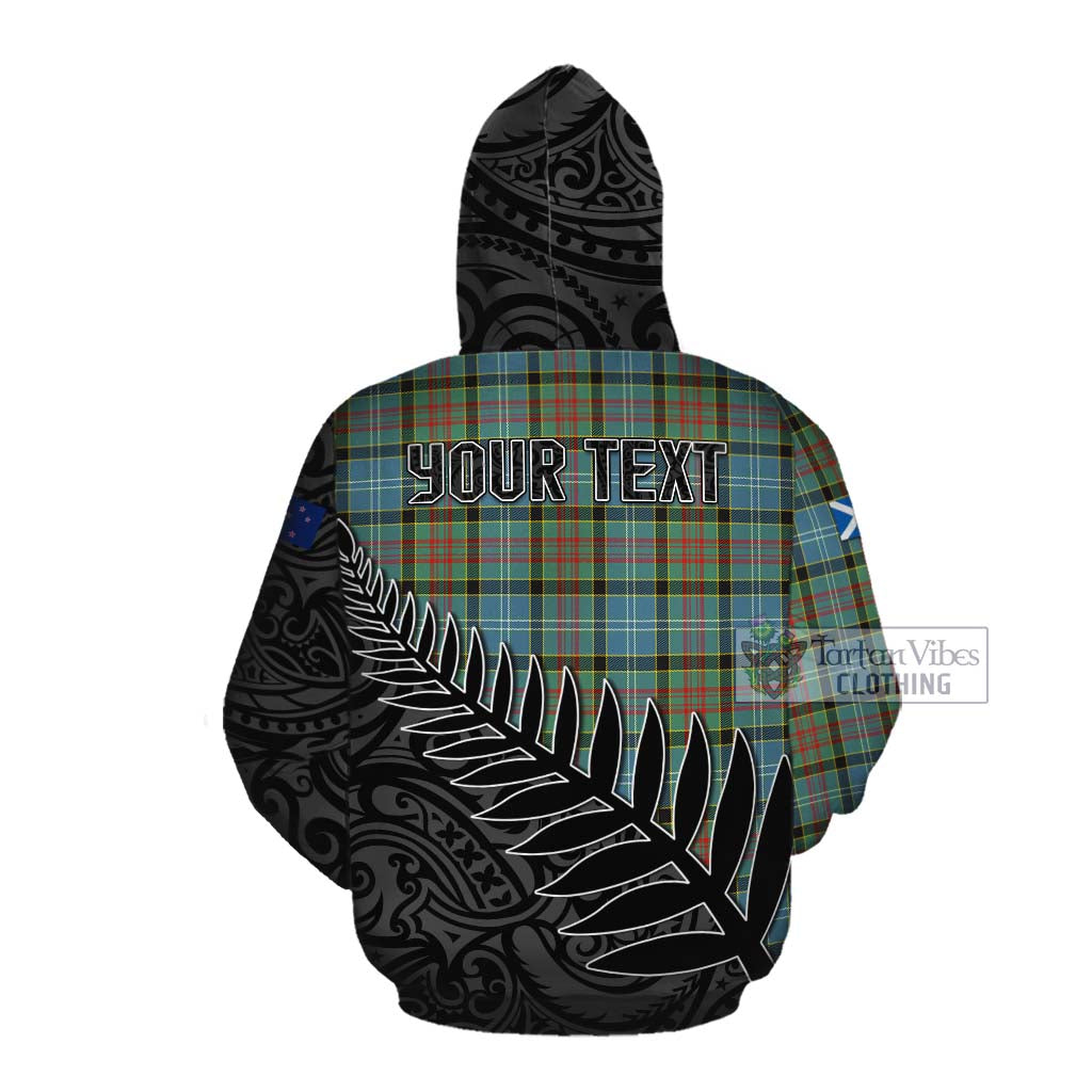 Tartan Vibes Clothing Walkinshaw Crest Tartan Cotton Hoodie with New Zealand Silver Fern Half Style