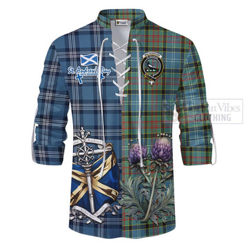 Walkinshaw Tartan Ghillie Kilt Shirt Happy St. Andrew's Day Half Tartan Style - Tartan Vibes Clothing