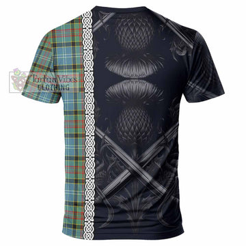 Walkinshaw Tartan T-Shirt with Family Crest Cross Sword Thistle Celtic Vibes - Tartan Vibes Clothing