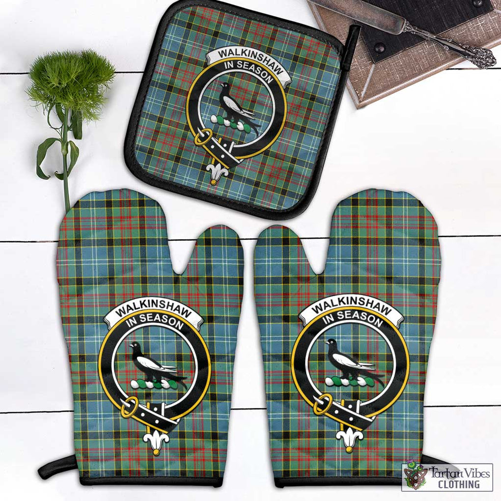 Walkinshaw Tartan Combo Oven Mitt & Pot-Holder with Family Crest Black - Tartan Vibes Clothing