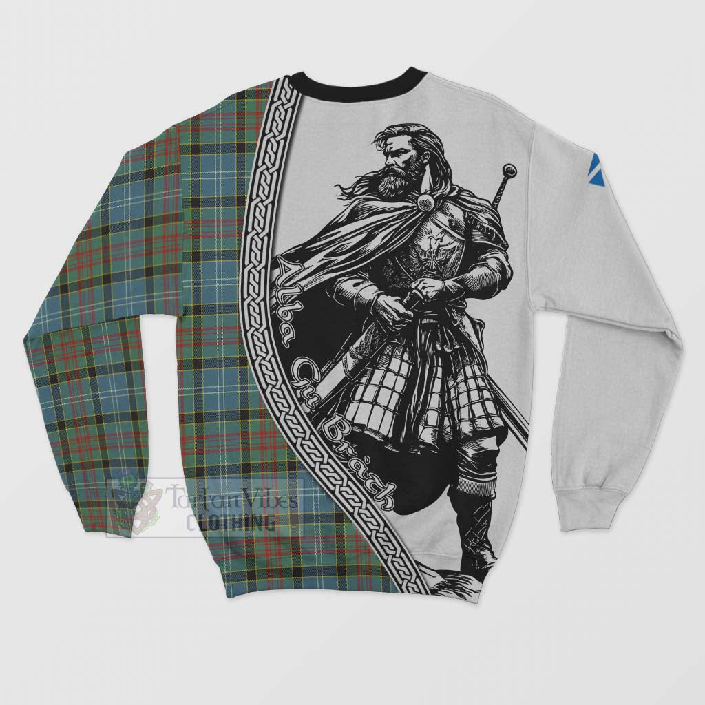 Walkinshaw Tartan Clan Crest Sweatshirt with Highlander Warrior Celtic Style - Tartan Vibes Clothing