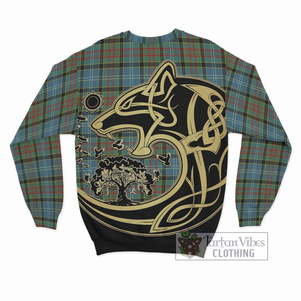 Walkinshaw Tartan Sweatshirt with Family Crest Celtic Wolf Style - Tartan Vibes Clothing