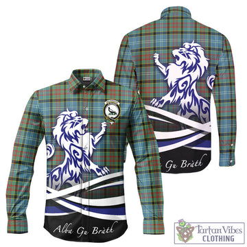 Walkinshaw Tartan Long Sleeve Button Up Shirt with Alba Gu Brath Regal Lion Emblem