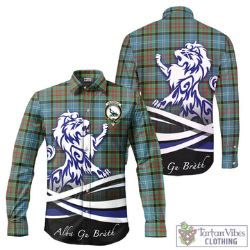 Walkinshaw Tartan Long Sleeve Button Up Shirt with Alba Gu Brath Regal Lion Emblem - Tartan Vibes Clothing