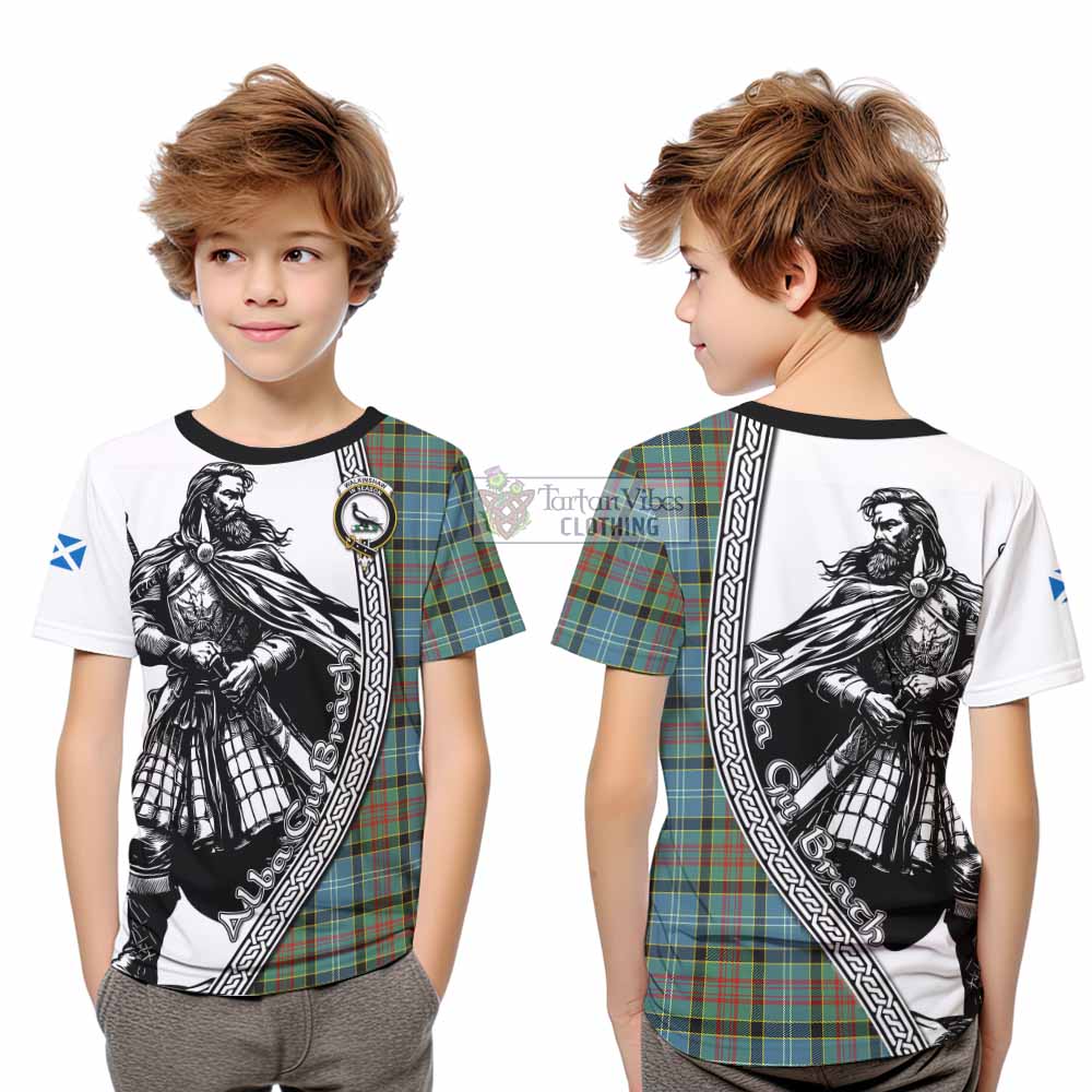 Walkinshaw Tartan Clan Crest Kid T-Shirt with Highlander Warrior Celtic Style - Tartan Vibes Clothing