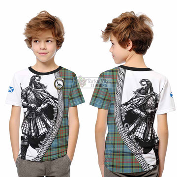 Walkinshaw Tartan Clan Crest Kid T-Shirt with Highlander Warrior Celtic Style - Tartan Vibes Clothing