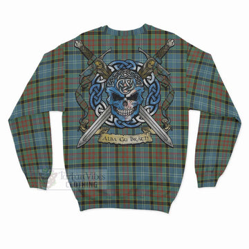 Walkinshaw Tartan Sweatshirt with Family Crest Celtic Skull Style - Tartan Vibes Clothing