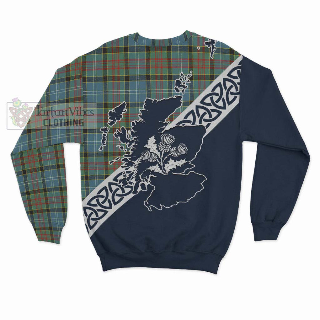 Walkinshaw Tartan Sweatshirt Featuring Thistle and Scotland Map - Tartan Vibes Clothing