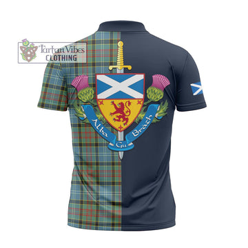 Walkinshaw Tartan Zipper Polo Shirt Alba with Scottish Lion Royal Arm Half Style - Tartan Vibes Clothing