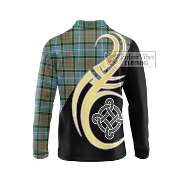 Walkinshaw Tartan Long Sleeve Polo Shirt with Family Crest and Celtic Symbol Style - Tartan Vibes Clothing