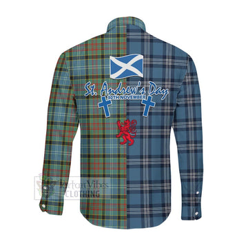 Walkinshaw Tartan Long Sleeve Button Shirt Happy St. Andrew's Day Half Tartan Style Men's Shirt - Tartan Vibes Clothing