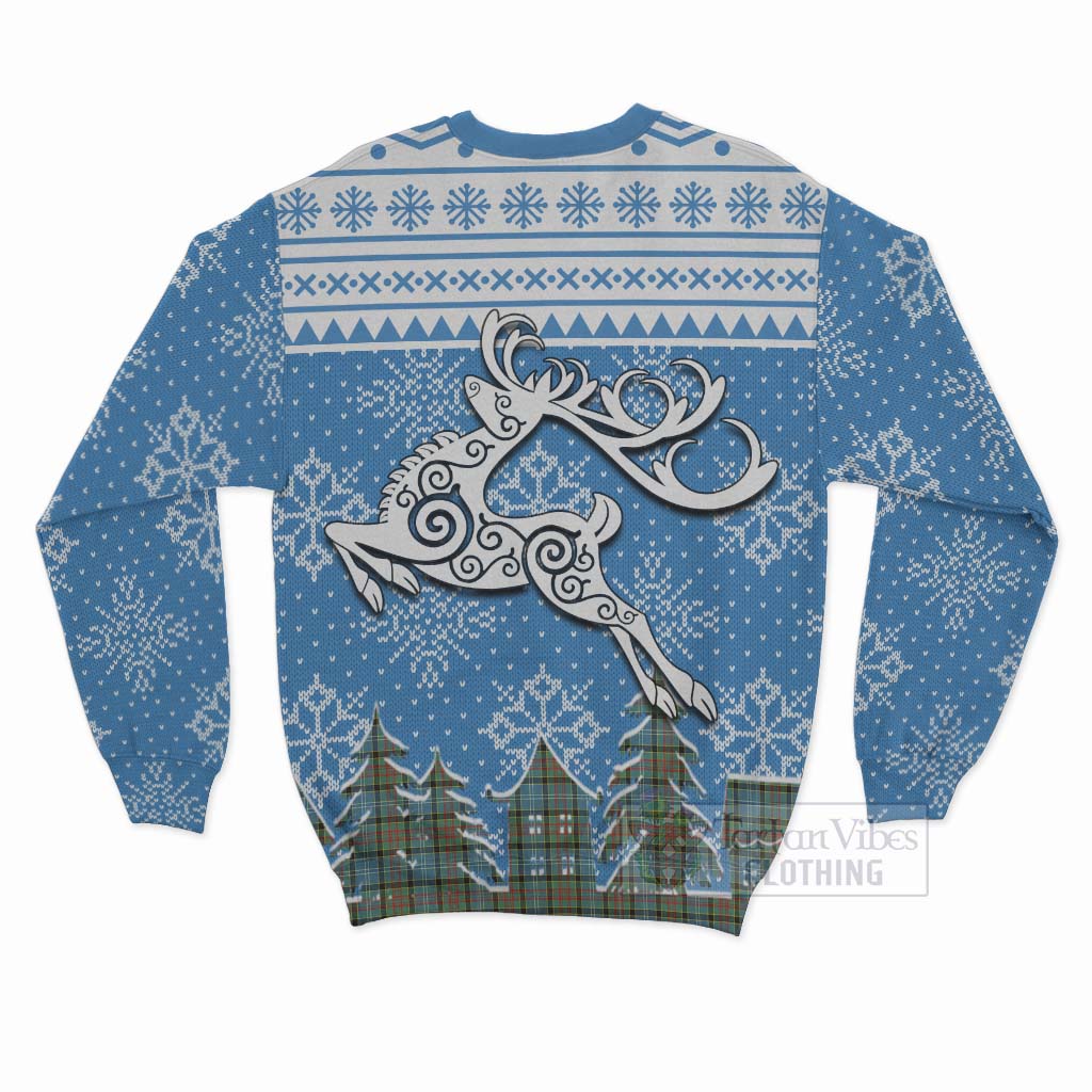 Walkinshaw Clan Christmas Sweatshirt Celtic Reindeer Style - Tartan Vibes Clothing